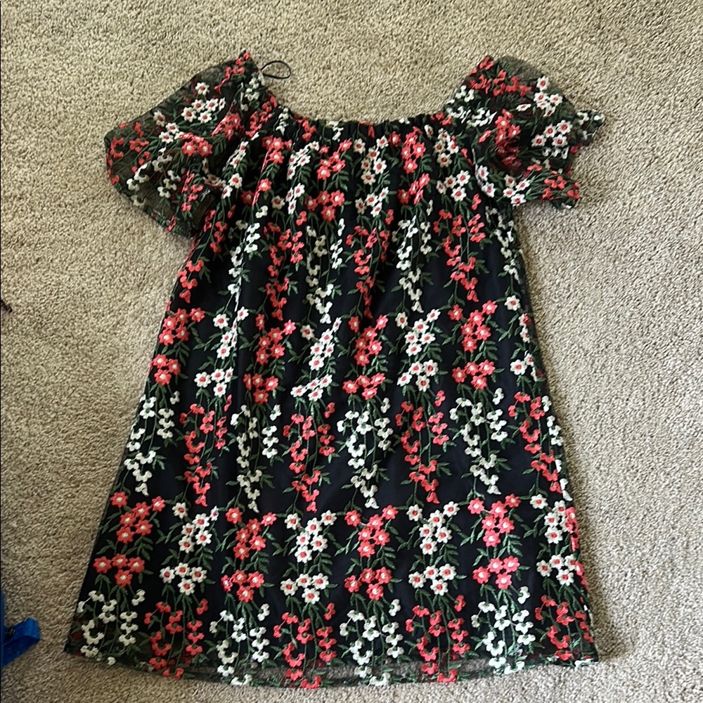 Floral  Dress - Black and Red